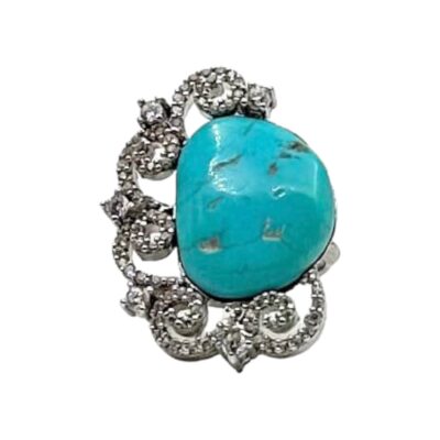 Anello con turchese e zirconi