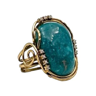 Anello con grosso turchese