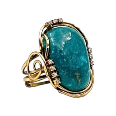 Anello con grosso turchese