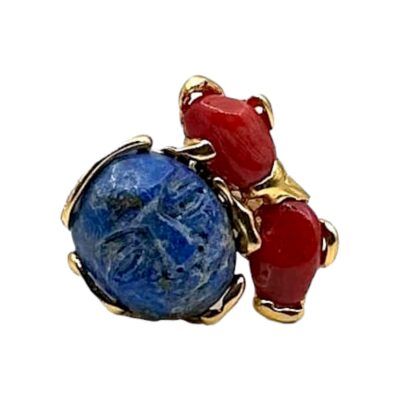 Anello con corallo e lapislazzuli
