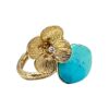 Anello con fiore e turchese