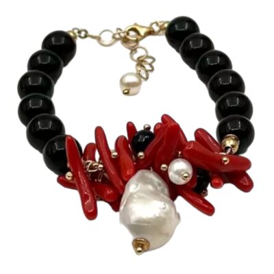 Bracciale in onice perle e corallo