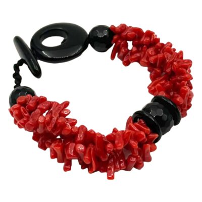 Bracciale in corallo e onice