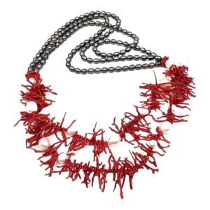 C-026 Collana con perle e corallo naturale