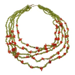C-036 Collana con olivina e corallo