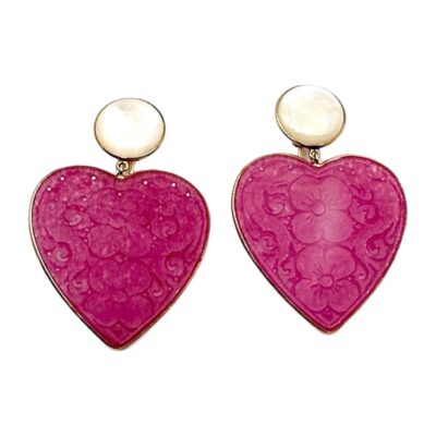 Orecchini in giada rosa a cuore