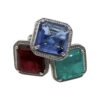 A-091 Anello con pietra colorata e zirconi