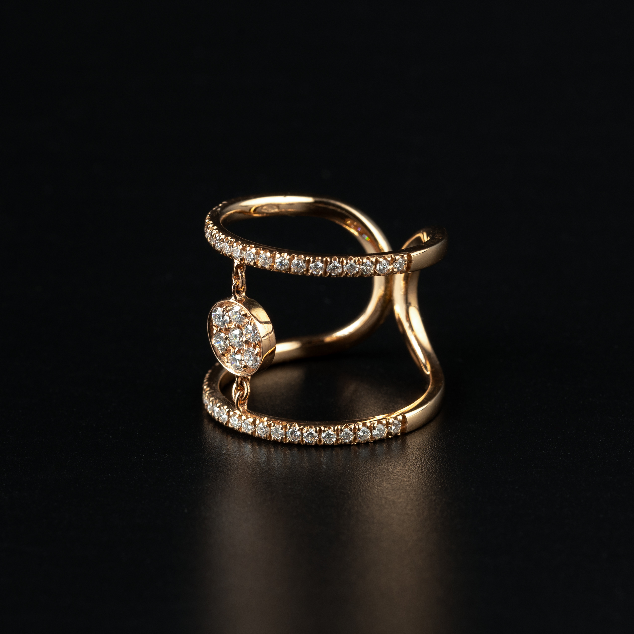 Anello doppia fedina con diamanti modello EMMA