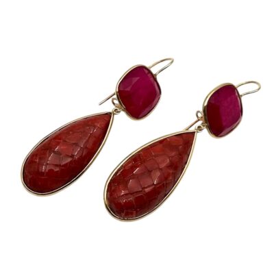 Orecchini con corallo e agata rosa