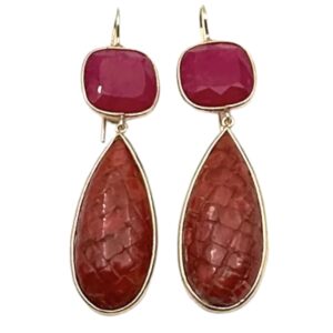 Orecchini con corallo e agata rosa