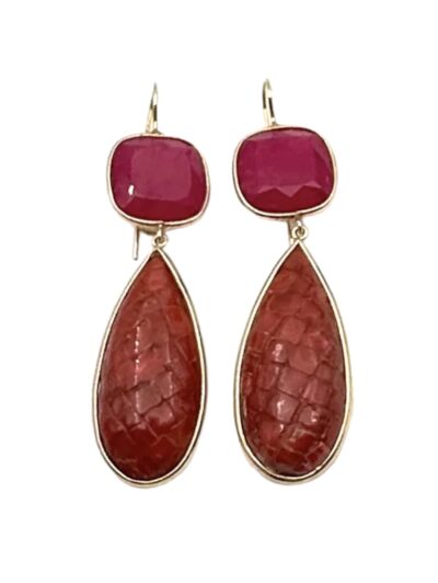 Orecchini con corallo e agata rosa