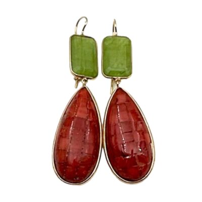 Orecchini con corallo e agata verde