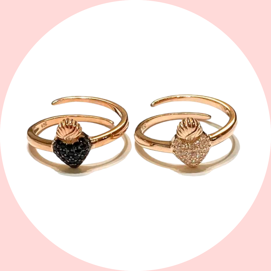 Anello con cuore sacro di zirconi