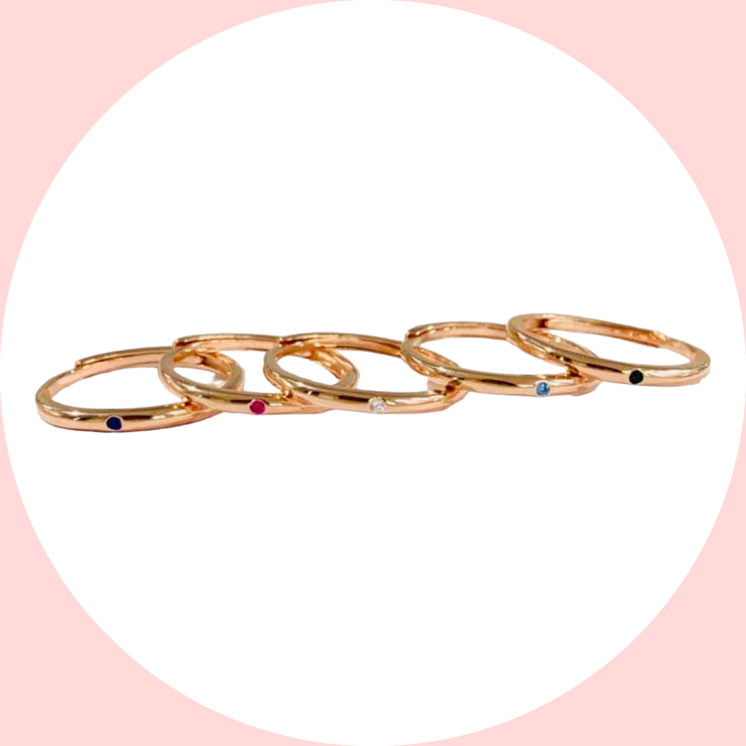 Anello  a fedina con zircone minimal chic