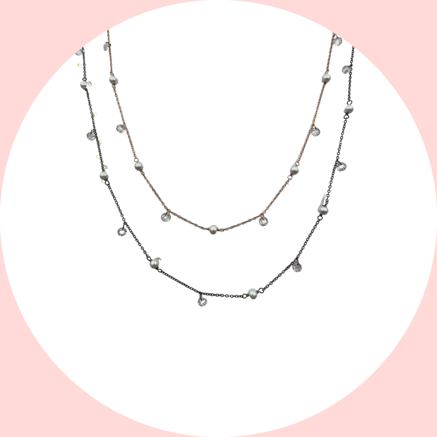 PT-C-005-1 Collana con perle e zirconi