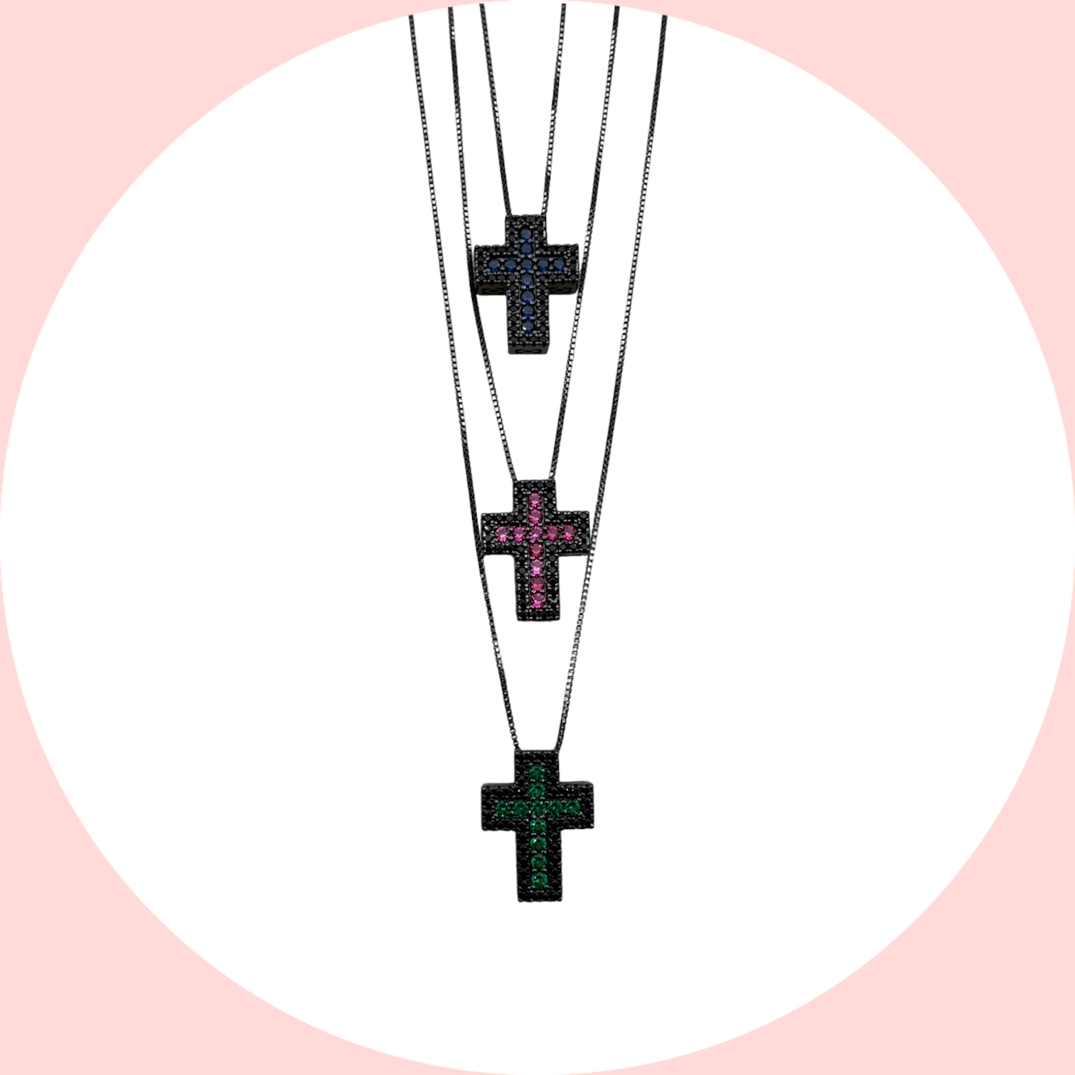 Collana con croce e zirconi