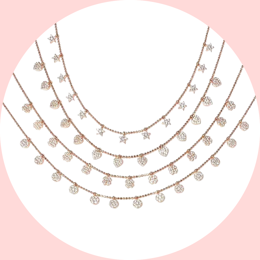 Collana con ciondolini di zirconi