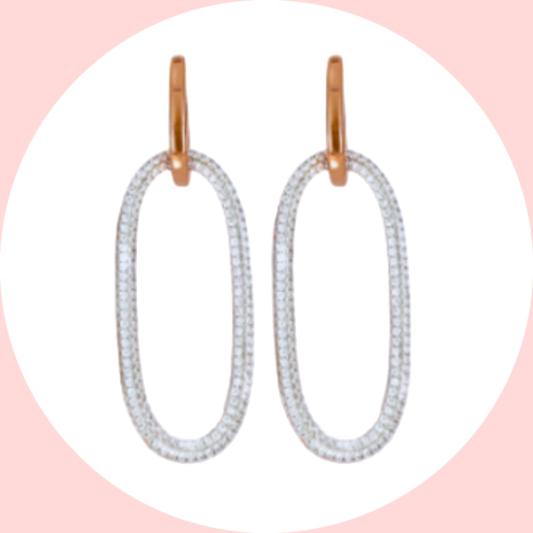 Orecchini ovali CUORI Milano con zirconi