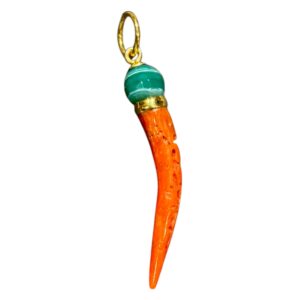 Ciondolo in corallo e malachite